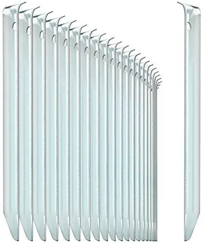 Produktbild: com-four® 24x Zelt-Heringe aus Stahl - halbrunde, robuste Erdnägel für Camping und Outdoor - ideal für normalen Boden - mit Loch für Heringzieher