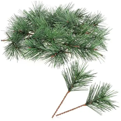 Produktbild: com-four® 25x Dekozweig Tannennadeln - weihnachtliche Streudeko - DIY Bastel-Set für Adventskränze und als Weihnachtsschmuck (25 Stück - Pinienzweige)