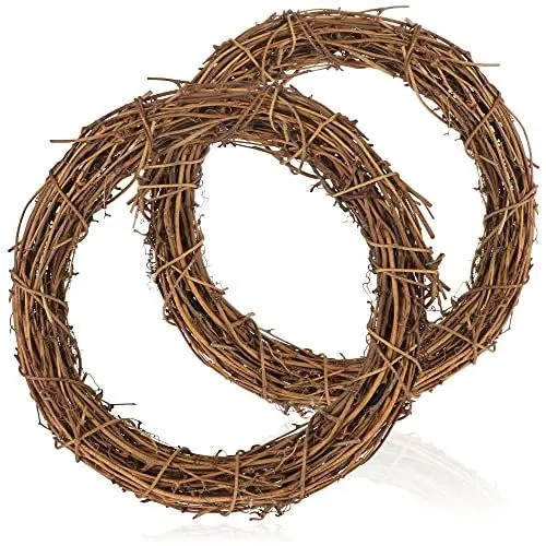 Produktbild: com-four® 2X DIY Deko Holz-Kranz zum basteln - Kranz aus Rattan zum Dekorieren z.B von Fenstern, Tische und Türen (2 Stück - Kranz Ø25cm)