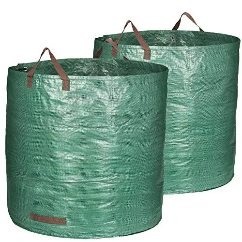 Produktbild: com-four® 2x Gartenabfallsack XXL - je 500L - 150gsm, groß robust, faltbarer Gartensack mit Tragegriffen - reißfeste Falttonne für Laub, Grünschnitt und Gartenabfälle (500 l - 2 Stück)