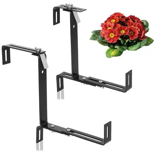 Produktbild: com-four® 2X Premium Blumenkastenhalter für Balkon-Brüstungen und Geländer - Flexible Befestigung aus rostfreiem Edelstahl für Pflanzkästen - 2-Fach verstellbar - kein Bohren (2X anthrazit)