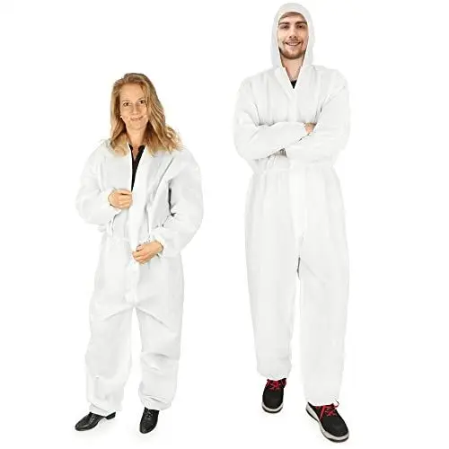 Produktbild: com-four® 2x Schutz-Anzug mit Kapuze und Reißverschluss - einlagiger Maler-Overall One-Size - Körpergröße von 160 bis 200 cm - Schutzkleidung zum Malern und Renovieren (2 Stück - weiß)