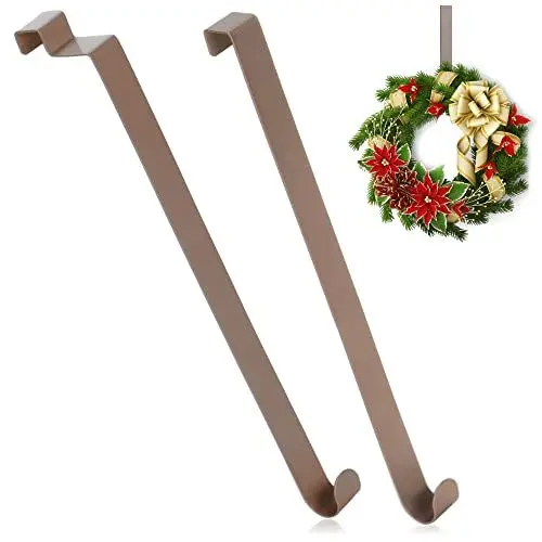 Produktbild: com-four® 2x Türhaken aus Edelstahl - 26 cm Haken für Türkränze und Dekoration - Aufhänger für Türen innen und außen - Kleiderhaken zum Einhängen