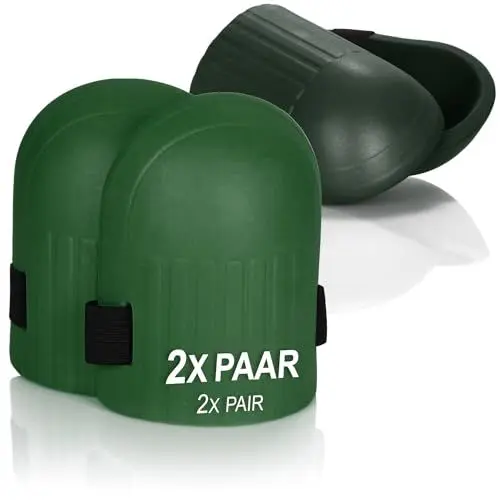 Produktbild: com-four® 2 Paar Knieschoner für die Gartenarbeit - Knieschützer zum Bodenverlegen - Kniepolster für Fliesenarbeiten - Gelenkschoner-Pads mit elastischem Riemen (02 Paar Knieschoner - anthrazit/grün)