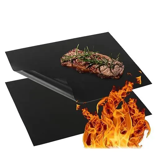 Produktbild: com-four® 2x Backpapier wiederverwendbar - Dauerbackfolie für Backofen bis 260 °C - Backofenfolie beidseitig antihaftbeschichtet - 32 x 42 cm (schwarz)