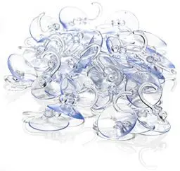 Produktbild: com-four® 40x Saugnapfhalter mit Kunststoffhaken - Mehrzweck-Haken für Lichterketten und andere Dekoration - Wandhaken (40 Stück - Ø 4cm)
