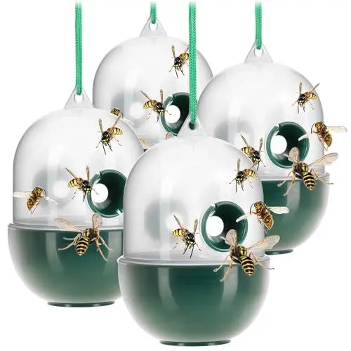 Produktbild: com-four® 4X Insektenfalle - Lebendfalle zum Aufhängen - tierfreundlicher Insektenschutz für außen - Insektenfänger aus Kunststoff - Humane Insektenabwehr (04 Stück - transparent 12cm)