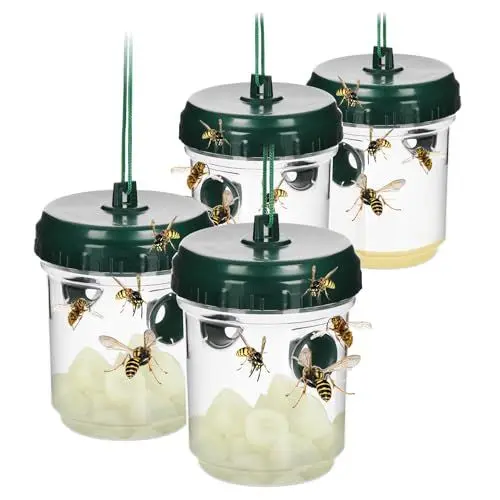 Produktbild: com-four® 4X Wespen Lebendfalle - Natürliche Wespenfalle für draußen - Wespen vertreiben - Mittel gegen Wespen - Wespenabwehr zum Aufstellen und Aufhängen - 360 Grad Wirkung (04 Stück - grün 13cm)