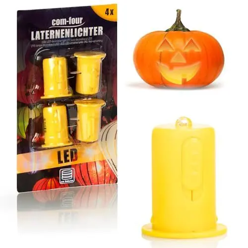 Produktbild: com-four® 4X LED Deko-Licht für Papierlaternen - LED-Teelichtersatz - warmweißes Laternenlicht - batteriebetriebene LED-Kerze - Mini-Lampe für Lampions, Windlichter, Kürbisse, Ballons und Dekoration