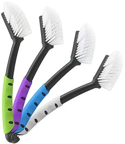 Produktbild: com-four® 4X Spülbürste - Küchenbürste mit robusten Nylonborsten - Geschirrbürste 29 cm Länge - Abwaschbürste aus Kunststoff - Lange Pfannenbürste - Made IN Germany (4 Stück - grün/weiß/Azur/Berry)