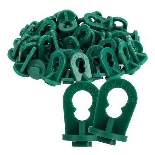 Produktbild: com-four® 50x Gewächshausclips - extra stabile Clips mit hoher Tragkraft - Aufhängevorrichtungen für Gewächshaus und Wintergarten - Ösen für Gewächshausschienen - Rankhilfe Clips (050 Clips - grün)