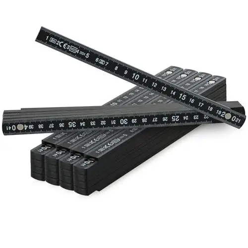 Produktbild: com-four® 5x Zollstock aus Kunststoff - 2 Meter Gliedermaßstab mit 10 Glieder - Meterstab metrisch in schwarz (5 Stück - 2 Meter - schwarz)