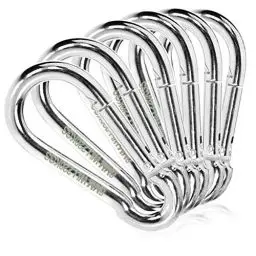 Produktbild: com-four® 6X Karabinerhaken - Stahl-Karabiner mit 220 kg Tragkraft - für Sonnensegel, Schwebegrill, Boxsack und viel mehr