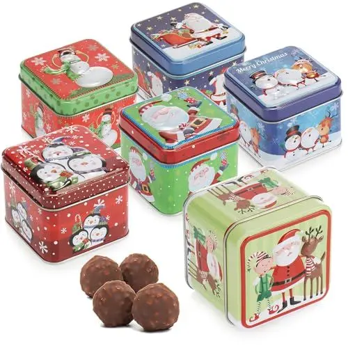 Produktbild: com-four® 6x Keksdose - Blechdose für Weihnachtskekse - weihnachtliche Vorratsdose mit Deckel - Aufbewahrungsbox für Cookies - Süßigkeiten und Geschenke (6 Stück - Mix - bunt)