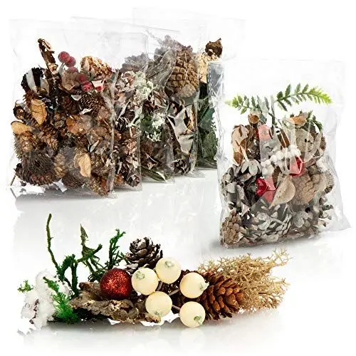 Produktbild: COM-FOUR® 6x Weihnachtsdekoration im Beutel mit Zapfen, Zweigen und Moos - Streudeko weihnachtlich - Bastel Set - Tischdeko - Adventskranz - Weihnachtsschmuck (6x Beutel: Zapfen. Zweige. Moos)