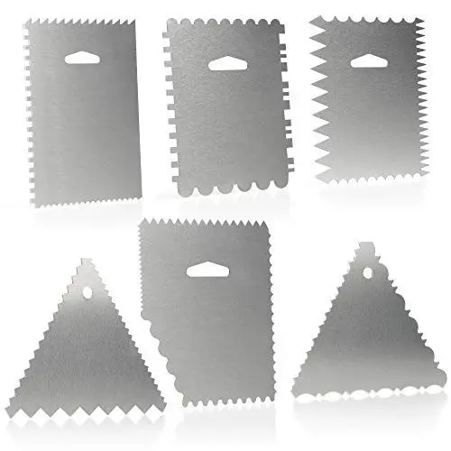 Produktbild: com-four® 6-teiliges Teigschaber-Set - Tortenspachtel aus Aluminium - Modellierwerkzeug für Backen und Kochen - Streichpalette mit 23 Mustern (6 teilig - Spachtel)