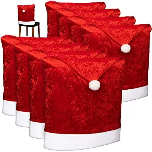 Produktbild: com-four® 8X Premium Stuhlhusse - Weihnachtsdekoration für Stühle - Schonbezüge im weihnachtlichen Design - Sitzmöbel-Überzüge - Stuhlbezug für Weihnachten - Stuhlabdeckung