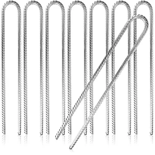 Produktbild: COM-FOUR® 8X XL Bodenanker aus massivem Stahl, U-Form 40 cm, Ø 1 cm – verzinkte Erdanker für Zelt, Pavillon, Hüpfburg, Trampolin, auch als Bewehrungsstab für den Boden, stabil & rostfrei