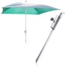 Produktbild: com-four® Sonnenschirmhalter aus verzinktem Stahl - Erdspieß für den Boden - Standfuß für Sonnenschirm am Strand - Schirmständer - Ø 12-32 mm (metallic)