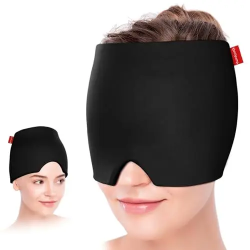 Produktbild: Comfytemp Migräne Maske Gel Kühlmaske, Dehnbare Kühlpads Headache Relief Hat, Kaltkompressionstherapie-Kühlpack Schlafmaske, Eiskappe für Kopfschmerzen/geschwollene Augen/Nebenhöhlen/Nervosität
