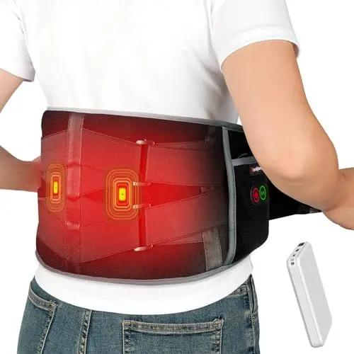 Produktbild: Comfytemp Wärmegürtel Vibrationsmassage für Rücken mit 25Wh Akku,155x20cm Kabellos Massagegerät mit Verstellbare Spannungsband, Heizkissen mit Abschaltautomatik Rückenwärmer Heizgürtel mit USB