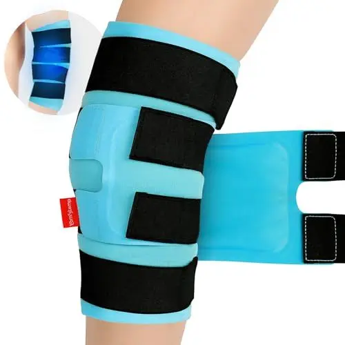 Produktbild: Comfytemp XXL - große Kühlmanschette Knie mit 4 Klettverschlüsse,30 x 60cm vollständig umhüllende Kühlbandage Kühlpad Gel zu Knieschmerzen,Kalt Warm Kompresse Kühlpack-XXL