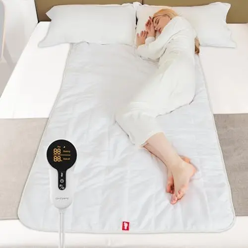 Produktbild: Comfytemp Wärmeunterbett mit Abschaltautomatik 80x165cm,12 Temperatur Zwei Temperaturzonen 3 Heizmodi Wärmeauflage Matratzenauflage Heizkissen Flanell Matratzen,Maschinenwaschbar Heizdecke