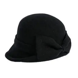 Produktbild: Comhats 100% Wolle 1920s Retro Fedorahüte Kirche Hüte Frauen Filzhut Damen Klassisch Bowler Hut Schwarz