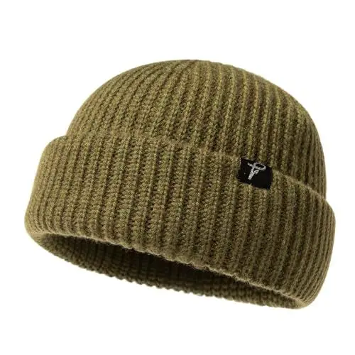 Produktbild: Comhats Herren Damen Grüne XL/XXL übergroße Winter Kurze Fischer-Mütze Merinowoll-Mischung Strick-Skull-Watch-Cap extra große Köpfe langlebige warme Mütze für kaltes Wetter