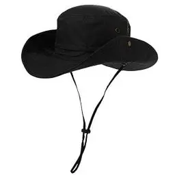Produktbild: Comhats Herren Sonnenhut UV-Schutz Outdoor Fischerhut Bucket Safari Faltbarer Wanderhut Unisex Sommer Buschhut Hiking Breiter Boonie Gartenhut Wasserdicht Schwarz L/XL