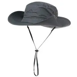 Produktbild: Comhats Herren Sonnenhut UV-Schutz Outdoor Fischerhut Bucket Safari Faltbarer Wanderhut Unisex Sommer Buschhut Hiking Breiter Boonie Gartenhut Wasserdicht Dunkelgrau M/L
