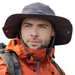 Produktbild: Comhats XL/XXL Sonnenhut Herren, Breiter Krempe UV Safari Hüte für Sommer Outdoor Wandern Angeln Spazieren, Wasserdicht & Winddicht Dunkelgrau 63-66cm
