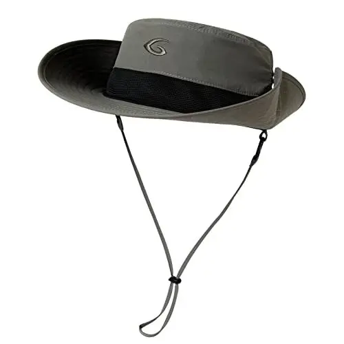 Produktbild: Comhats Outdoor Hut Faltbarer Boonie Herren Buschhut mit Kinnband Sonnenhut Surfen UV Schutz atmungsaktiv Sommerhut Grau M/L