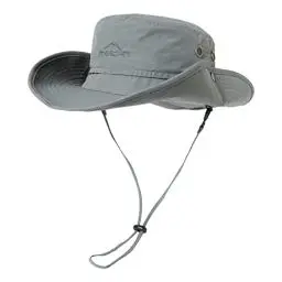 Produktbild: Comhats UPF 50 Sonnenhüte mit breiter Krempe, Sommer-Mesh, UV-Schutz, Safari-Hut, zum Angeln, Wandern, Boonie-Hüte mit Kinnriemen, wasserdicht und atmungsaktiv Hellgrau M/L