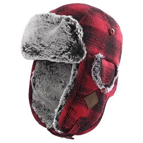 Produktbild: Comhats Unisex warme Fliegermütze Winter Trappermütze mit Kunstfell Women Rot XL