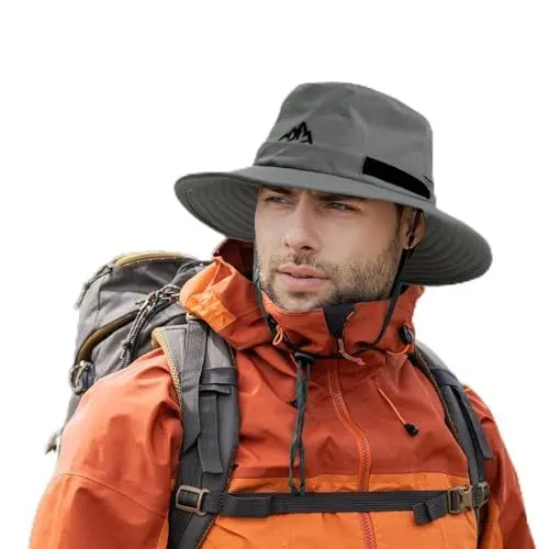Produktbild: Comhats Wasserdichter Bucket Hat für kleine Köpfe, Outdoor-Hut zum Wandern, Golfen, Safari, Angeln, Wandern - Regenhüte - UPF 50+ Sonnenhut verstellbar, faltbar, Winddicht Grau XL