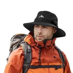 Produktbild: Comhats Wasserdichter Bucket Hat für kleine Köpfe, Outdoor-Hut zum Wandern, Golfen, Safari, Angeln, Wandern - Regenhüte - UPF 50+ Sonnenhut verstellbar, faltbar, Winddicht XXL Schwarz