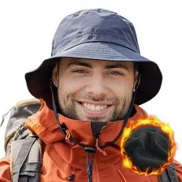 Produktbild: Comhats Winter wasserdichte Mütze, warme Fleece-gefütterte Fischerhüte - Regenhüte für Männer und Frauen - Verstellbar | Faltbar | Winddicht (DE/NL/SE/PL, Alphanumerisch, L, XL, 560_Blau)