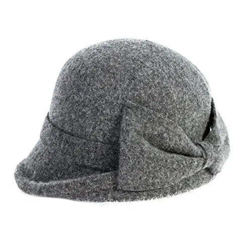 Produktbild: Comhats Wolle 1920s Retro Fedorahüte Kirche Hüte Frauen Filzhut Damen Klassisch Bowler Hut Grau