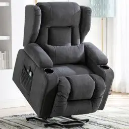 Produktbild: COMHOMA Relaxsessel Aufstehhilfe Massagesessel mit Stoffoberfläche elektrischer Aufstehsessel Fernsehsessel Sessel mit Aufstehhilfe mit Liegefunktion Stoff-grau