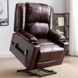 Produktbild: COMHOMA elektrischer Aufstehsessel, Relaxsessel Fernsehsessel Massagesessel mit Liegefunktion Sessel mit Aufstehhilfe Powerlift-Liegestuhl für ältere Menschen braun