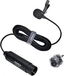 Produktbild: comica Omnidirektional Lavalier Mikrofon, CVM-V02O Ansteckmikrofon Unterstützt 48V-Phantomspeisung, 4.5M(14.7ft) 3-poliger XLR Mikrofon für Canon/Nikon/Sony/DSLR Kamera/Camcorder/Audiomixer(1Piece)