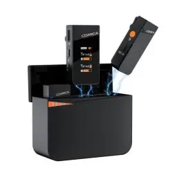 Produktbild: Comica Vimo C3 Lavalier Mikrofon Wireless mit 3,5mm & USB C Ausgabe, Ansteckmikrofon Kabellos mit Geräuschunterdrückung einem klick, 20H Akkulaufzeit, Mikrofon für Kamera, iPhone, Android, Handy, DSLR