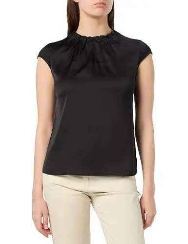 Produktbild: comma Satinbluse mit Raffung schwarz 34