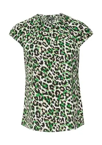 Produktbild: comma Gemusterte Satinbluse mit Raffung beige 40