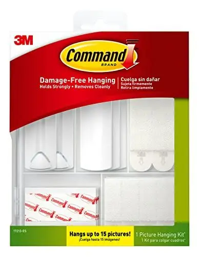 Produktbild: Command 17213ES Aufhängeset, Verschiedene Größen Aufhängehaken und Streifen zum Aufhängen von bis zu 15 Bildern, für den Innenbereich, ohne Schäden zu verzieren, Weiß, Picture Hanging Kit