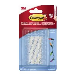 Produktbild: Command Befestigungsclips mit Transparenten Klebestreifen, 20 Clips und 24 Strips - für Dekoration und Lichterkette