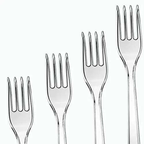 Produktbild: Commerline Plastikgabel 100 Stück | Plastikbesteck Plastikgabeln | Mehrweg & Robust Plastik Gabel | Party Besteck Wiederverwendbar Kuchengabeln | Spülmaschinenbeständig gemäß