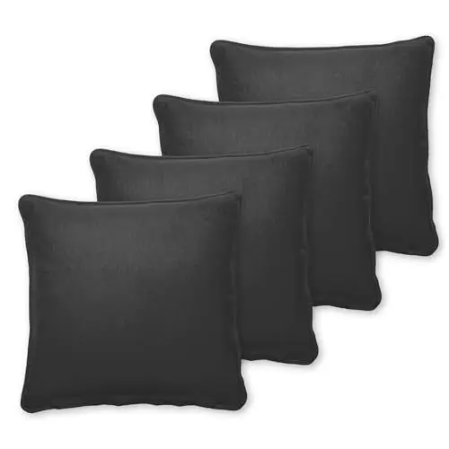 Produktbild: Como 4er Set Dekokissen Sofakissen 40 x 40 cm Anthrazit, Bezug aus 100% Baumwolle, herausnehmbares Innenkissen - Kopfkissen Kuschelkissen Bodenkissen
