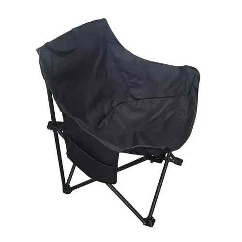 Produktbild: COMOmed Klappbare Mondstühle - Tragbarer Campingstuhl mit Tragetasche - Übergroßer gepolsterter Campingstuhl für Camping, Strand, Garten, Rasen (Schwarz)